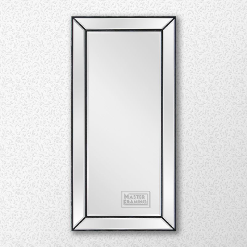 black beaded bevelled mirror 923b